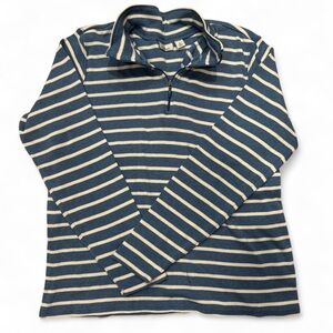 L.L. Bean Blue and White Striped Quarter Zip